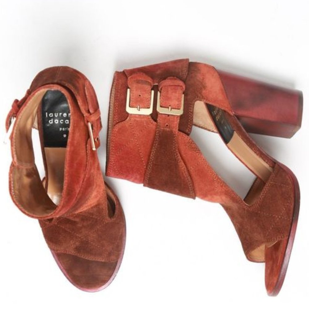 LAURENCE DACADE SUEDE RUSH HEELS  IN RUST OMBRE